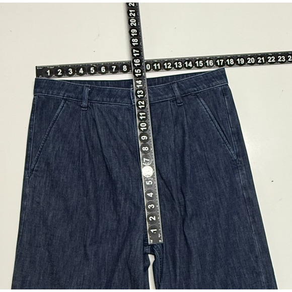 J Crew Jeans Womens 31 Blue Wide Leg Pleated Trousers Hi Rise Measures 34X30 - Picture 3 of 8